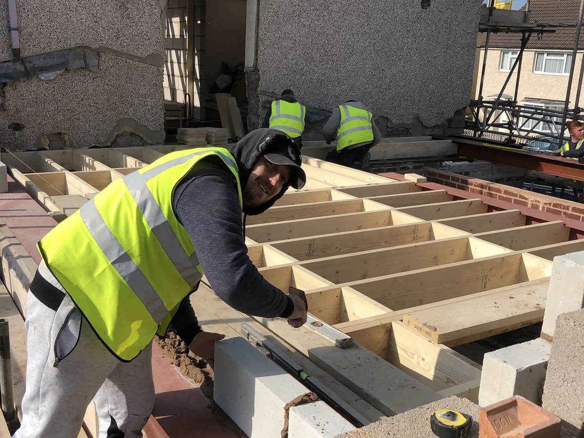 Structural carpentry work in progress during a Bracknell, Berkshire whole-house renovation