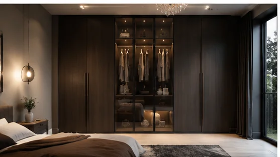 Charcoal fitted wardrobes with walk-in dressing area installed in Berkshire