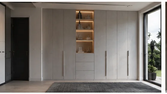 White hinged fitted wardrobes spanning a full bedroom wall in Berkshire