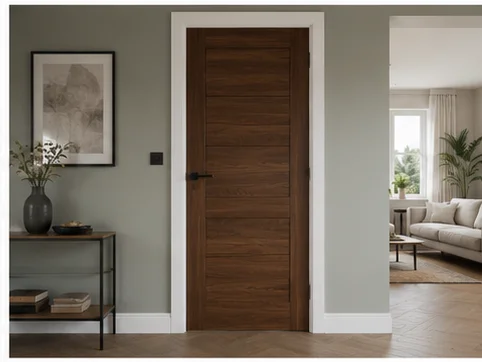 Dark walnut internal door with clean lines installed in a Berkshire home
