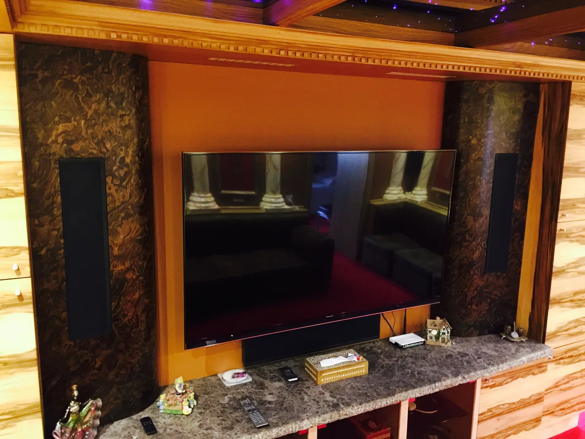 Media wall built with MDF carcases and painted finish in Ascot, Berkshire